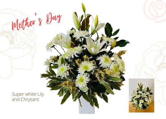 Super white Lily and Chrysant